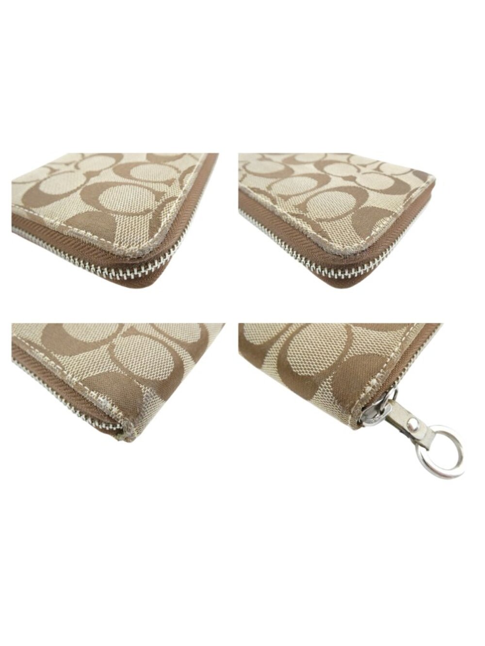 Coach Signature Khaki Chalk Zip Around Accordion Wallet - Picture 8 of 16